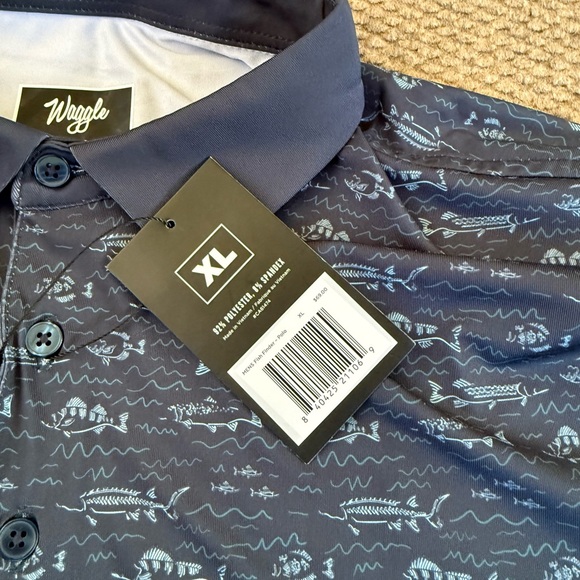 Waggle Men’s Fish Finder Stretch Performance Golf Polo Shirt Size XL NWT - Picture 7 of 7